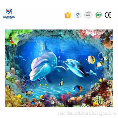 Blue beautiful seaworld 3d tiles,3d decortaion porcelain tiles,for bathroom and bedroom 3d floor tiles